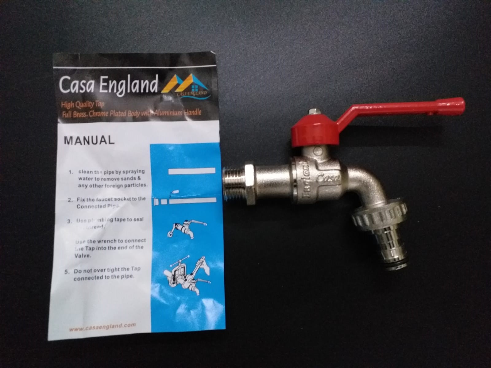 Casa England Brass Chrome Plated Bibcock with Aluminium Handle — view 4 of 8
